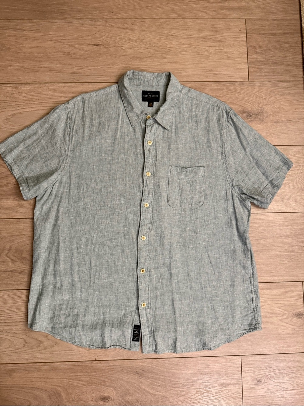 Lucky Brand Short-Sleeve Button-Up Shirt in Light Green